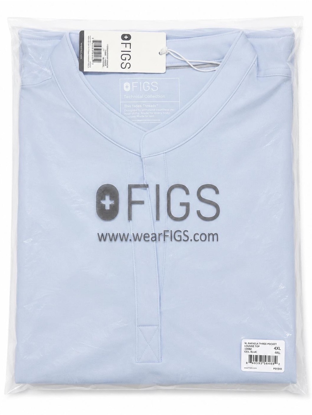 FIGS Women’s Rafaela Three-Pocket Scrub Top Ceil Blue 4XL NWT
